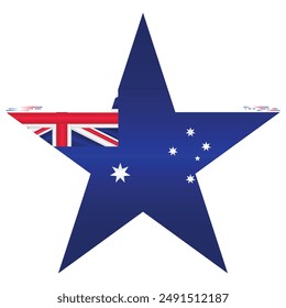 National Flag of Australia. Australian flag in star shape. Oceania Country. Australia flags isolated on white background. Editable vector EPS available