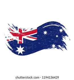 National Flag Of Australia, Designed Using Brush Strokes,Isolated On A White Background. Vector Illustration. Use For Brochures, Printed Materials, Logos, Independence Day.