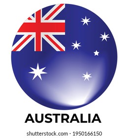 Bandera nacional de Australia en forma redonda. Formas 3d con iluminación.