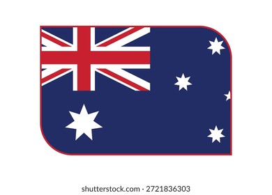 Bandera nacional de Australia con esquinas redondeadas y borde rojo, bandera azul con Union Jack y estrellas de Southern Cross. Country.