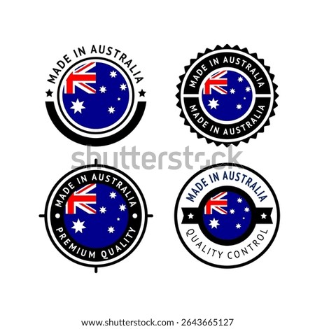 National flag of the Australia, set flat vector icons