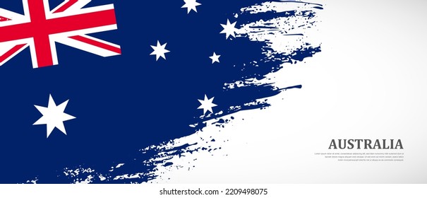 National flag of Australia with textured brush flag. Artistic hand drawn brush flag banner background