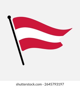 Bandeira nacional da Áustria.  Bandeira da Áustria computador digital vetor ilustração ícone design.  Bandeira de mastro flutuante.