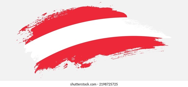 Bandera nacional de Austria con efecto de pincel de manchas de curva sobre fondo blanco