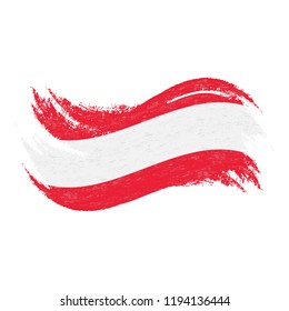National Flag Of Austria, Designed Using Brush Strokes,Isolated On A White Background. Vector Illustration. Use For Brochures, Printed Materials, Logos, Independence Day.