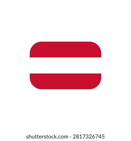 National flag of Austria featuring classic triband design with rounded corners. European country symbol for skiing tourism history and international diplomatic presence.