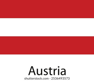 A bandeira nacional da Áustria é uma faixa triangular horizontal de vermelho, branco e vermelho.