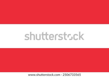 National flag of Austria with official colors and 3:2 aspect ratio, Vector illustration of Austria flag, drawing of Austria flag picture with correct proportions, Accurate dimensions vector image