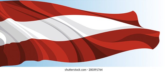 The national flag of the Austria on a background of blue sky