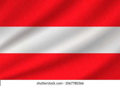 national flag of Austria on wavy cotton fabric. Realistic vector illustration.