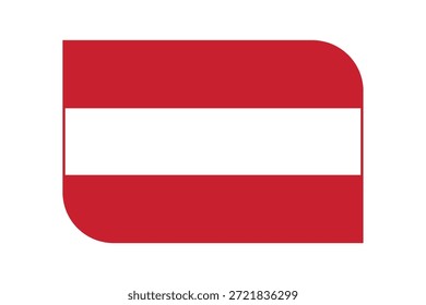 National flag of Austria with rounded corners and red border, three horizontal stripes red white red. European country emblem.