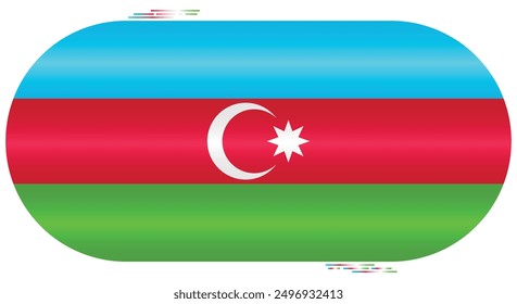 National Flag of Azerbaijan. Azerbaijani flag in capsule shape. European and Asian Country. Azerbaijan flags isolated on white background. Editable vector EPS available