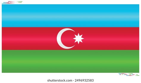 National Flag of Azerbaijan. Azerbaijani flag in Rectangle shape. European and Asian Country. Azerbaijan flags isolated on white background. Editable vector EPS available