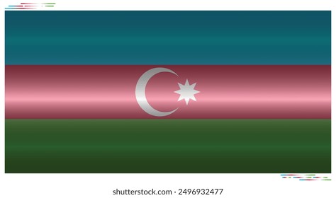 National Flag of Azerbaijan in black shadow. Azerbaijani flag in Rectangle shape. European and Asian Country. Azerbaijan flags isolated on white background. Editable vector EPS available