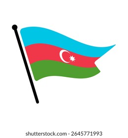 Bandeira nacional do Azerbaijão.  Bandeira do Azerbaijão computador digital vetor ilustração ícone design.  Bandeira de mastro flutuante.