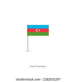National flag of Azerbaijan on a pole on a white background.
