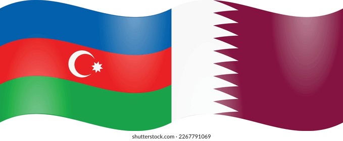 National flag of Azerbaijan and Qatar