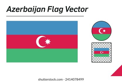 The National Flag of Azerbaijan Vector Set