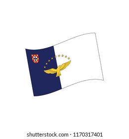 National flag of Azores: blue and white fields with bird and stars