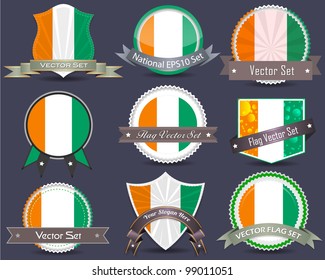 National flag badges set Ivory Coast