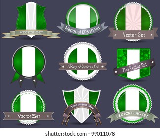 National flag badges set Nigeria