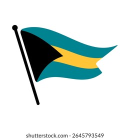 Bandeira nacional das Bahamas.  Bandeira das Bahamas computador digital vetor ilustração ícone design.  Bandeira de mastro flutuante.