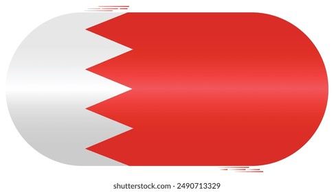 National Flag of Bahrain. Bahraini flag in capsule shape. Middle East Country. Bahrain flags isolated on white background. Editable vector EPS available