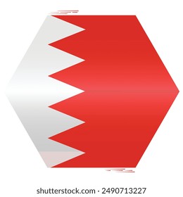 National Flag of Bahrain. Bahraini flag in polygon shape. Middle East Country. Bahrain flags isolated on white background. Editable vector EPS available