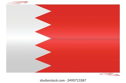 National Flag of Bahrain. Bahraini flag in Rectangle shape. Middle East Country. Bahrain flags isolated on white background. Editable vector EPS available