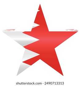 National Flag of Bahrain. Bahraini flag in star shape. Middle East Country. Bahrain flags isolated on white background. Editable vector EPS available