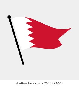 Bandeira nacional do Bahrein.  Bandeira do Bahrein computador digital vetor ilustração ícone design.  Bandeira de mastro flutuante.