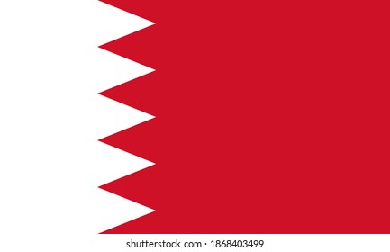 National flag of Bahrain. Bahrain flag with original color and proportion. Flat vector illustration.