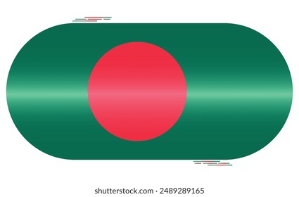 National Flag of Bangladesh. Bangladeshi flag in capsule shape. Asian Country. Bangali flags isolated on white background. Editable vector EPS available