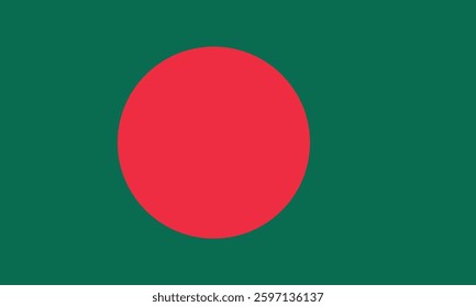 The national flag of Bangladesh features a green field with a red circle slightly off-center.