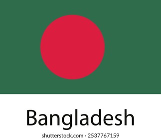 La bandera nacional de Bangladesh, una bandera rectangular verde con un círculo rojo en el centro, que simboliza el sol naciente y la sangre derramada por la independencia del país.