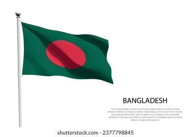 National flag Bangladesh isolated waving on white background