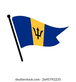 Bandeira nacional de Barbados.  Bandeira de Barbados computador digital vetor ilustração ícone design.  Bandeira de mastro flutuante.
