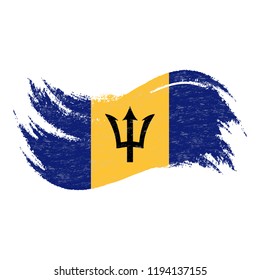 National Flag Of Barbados, Designed Using Brush Strokes,Isolated On A White Background. Vector Illustration. Use For Brochures, Printed Materials, Logos, Independence Day.