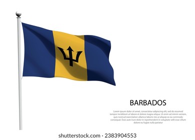 National flag Barbados isolated waving on white background
