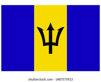 National flag of Barbados . original colors and proportion. Simply vector illustration, from countries flag set.