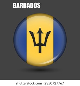 The national flag of Barbados is in the shape of a circle.Vector.
Round 3d flag icon with high detail.
Spherical illustration of the flag.