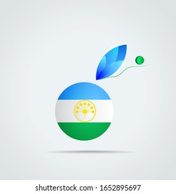 National flag of Bashkortostan ethnic vector illustration. Circular flag with shadow and 3D effect, on a gray background. Bashkortostan flag - round glossy button