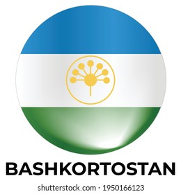 Bandera nacional de Baskortostán en forma redonda. Formas 3d con iluminación.