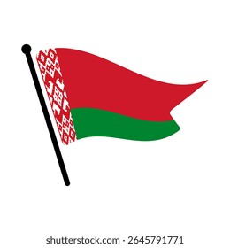 Bandeira nacional da Bielorrússia.  Bielo-Rússia bandeira computador digital vetor ilustração ícone design.  Bandeira de mastro flutuante.
