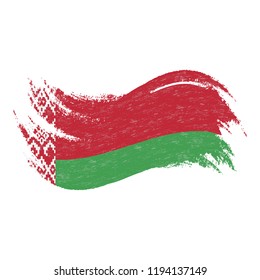 National Flag Of Belarus, Designed Using Brush Strokes,Isolated On A White Background. Vector Illustration. Use For Brochures, Printed Materials, Logos, Independence Day.