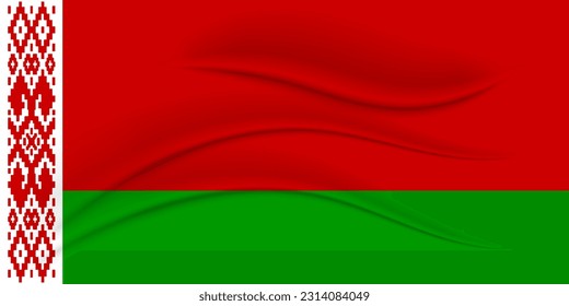 The national flag of Belarus with the effect of silk fabric. 3D illustration, vector