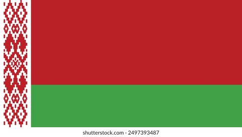 National flag of Belarus. Rectangular flag. Vector illustration