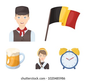 National flag, belgians and other symbols of the country.Belgium set collection icons in cartoon style vector symbol stock illustration web.