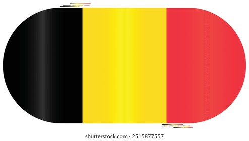 National Flag of Belgium. Belgian flag in Capsule shape. European Country. Belgium flags isolated on white background. Editable vector EPS available