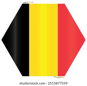 National Flag of Belgium. Belgian flag in Polygon shape. European Country. Belgium flags isolated on white background. Editable vector EPS available